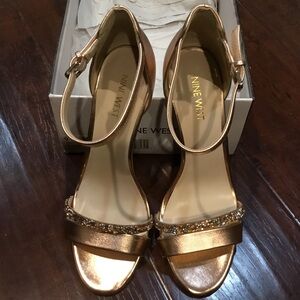 Nine West Rose Gold Heels with Rhinestone Accents